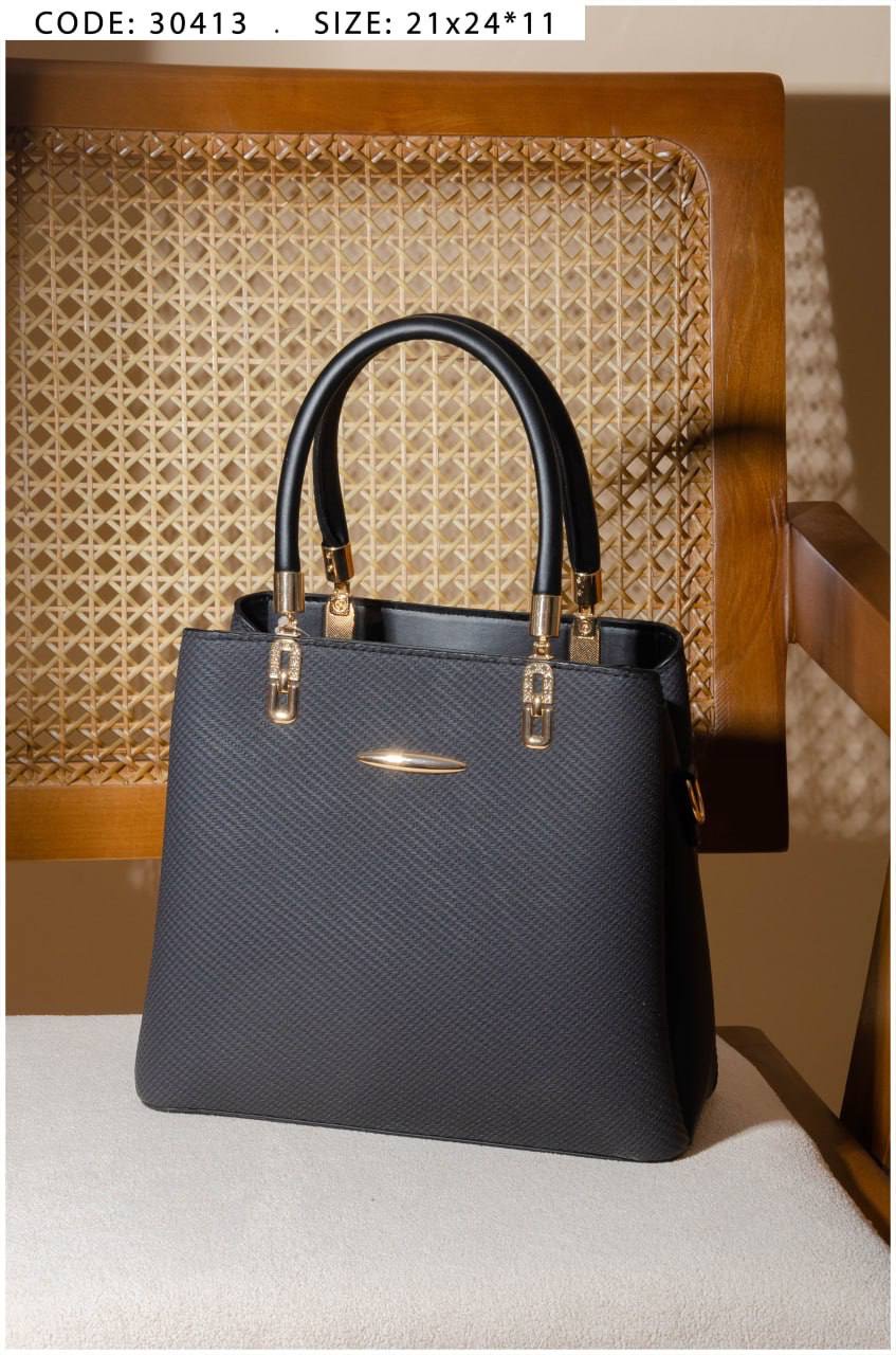 Black Structured Top-Handle Bag